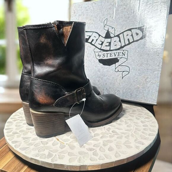 Freebird by Steven Carlito Boots Distressed Leather Ankle Mid-Calf Women’s Size - Picture 7 of 15